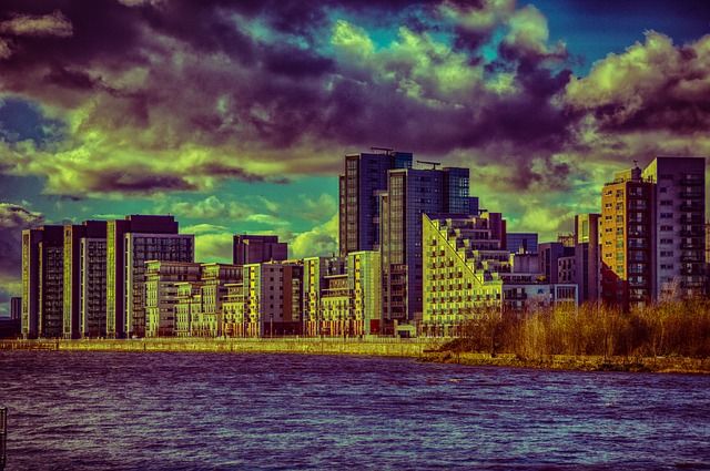 Glasgow office buildings with clean windows