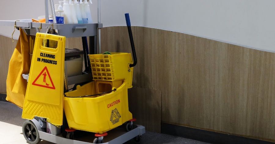 Commercial cleaning company trolley